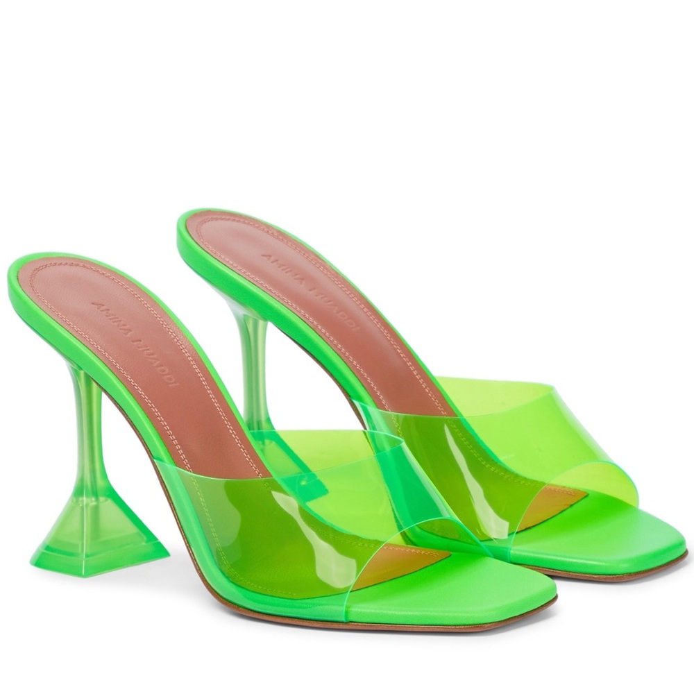 Amina Muaddi Lupita Glass Mules - Green - Size 39 IT